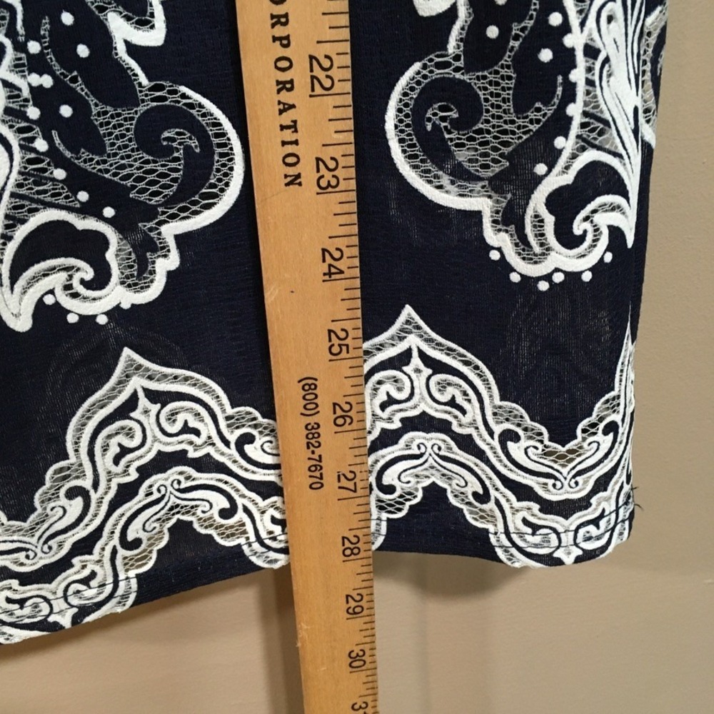 Anthropologie Me 2 Magic Embroidered Midi Skirt Womens L Navy White Boho Long - Picture 3 of 10